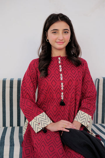 GAD-03004 | Red & Black | Casual 3 Piece Suit | Cotton Jacquard